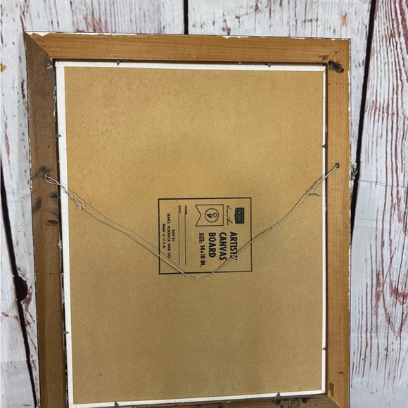 Framed Art Mixed Media Acrylic and Yarn on Canvas 17”x21” Small Painting - Picture 3 of 16